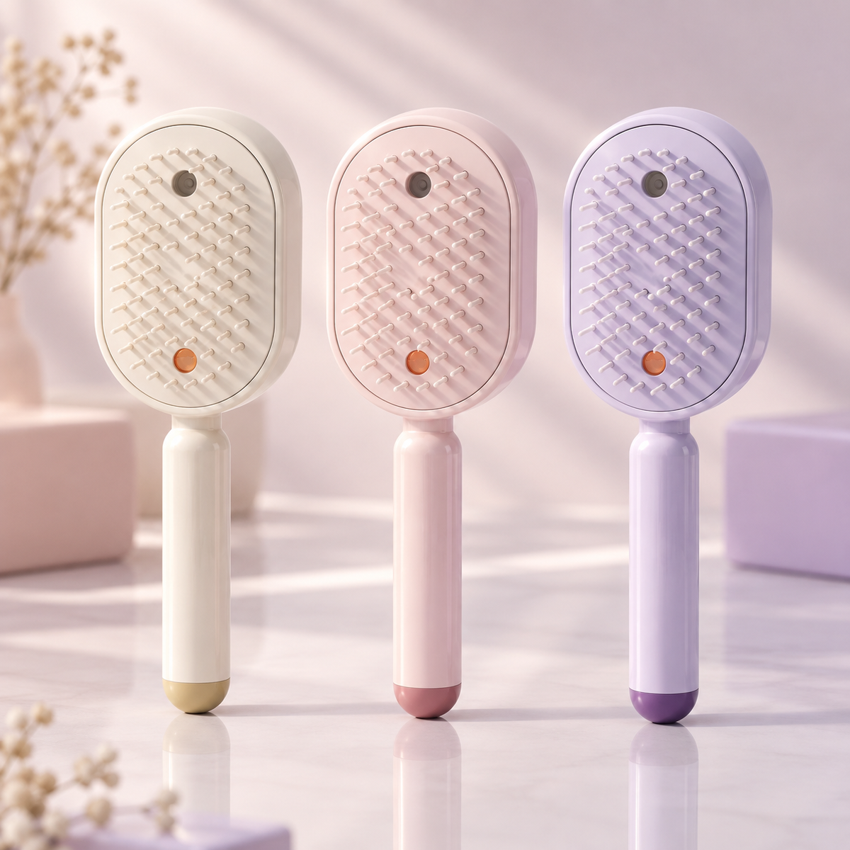 Detail of the mist nozzle on the Glowmane hair brush head